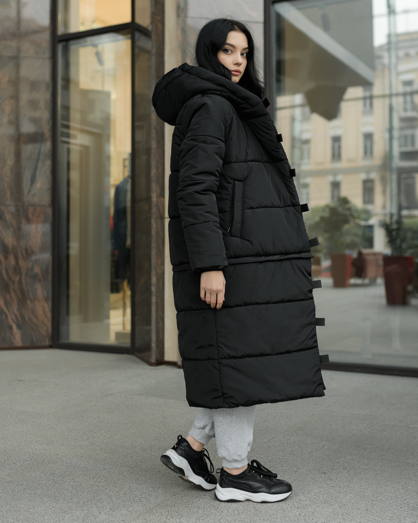 Damska kurtka zimowa Staff transformer long black