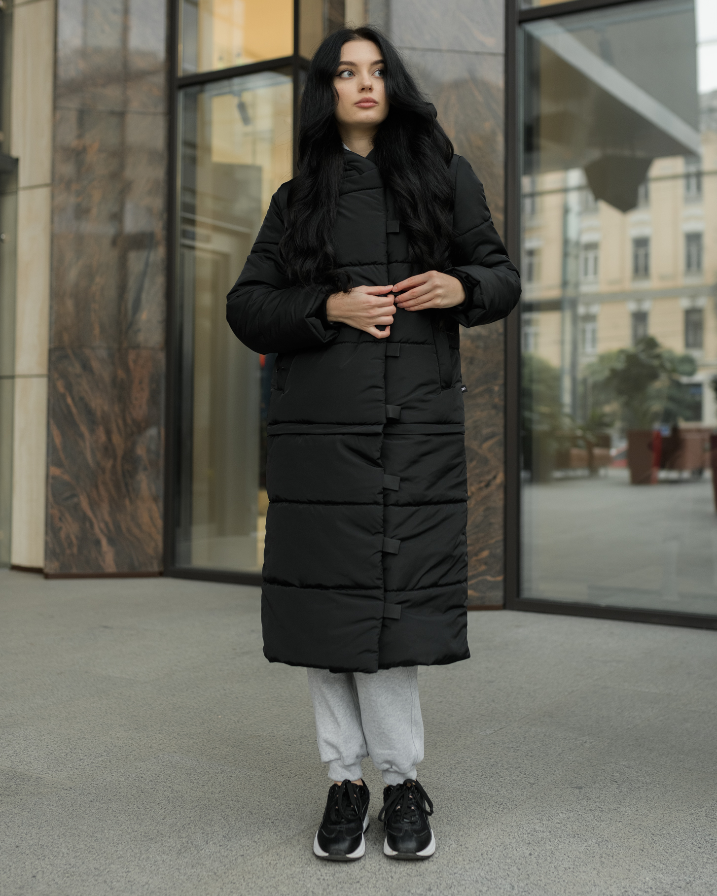 Damska kurtka zimowa Staff transformer long black