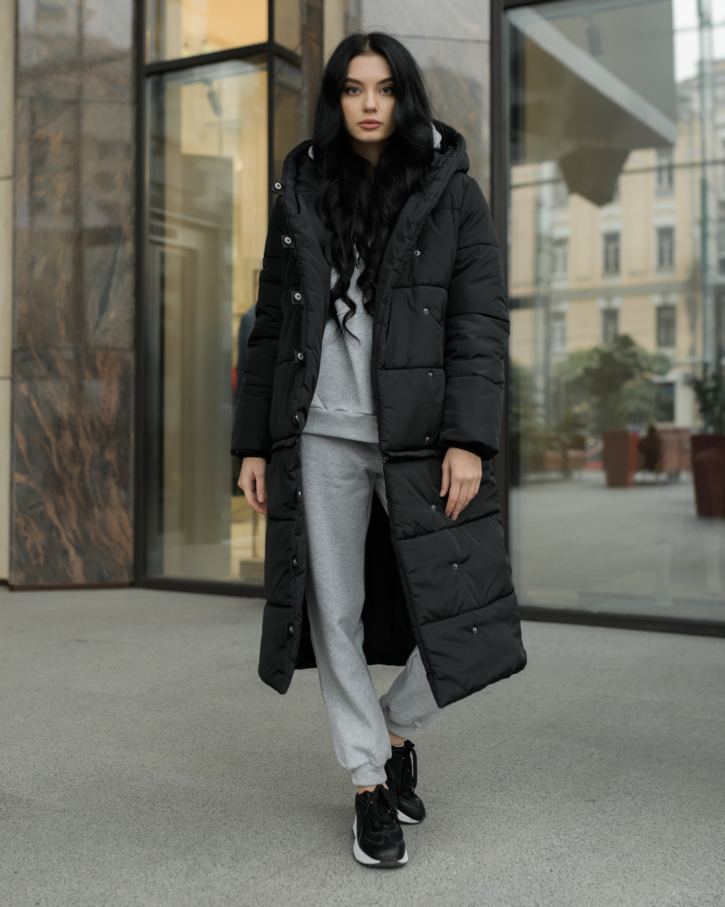 Damska kurtka zimowa Staff transformer long black