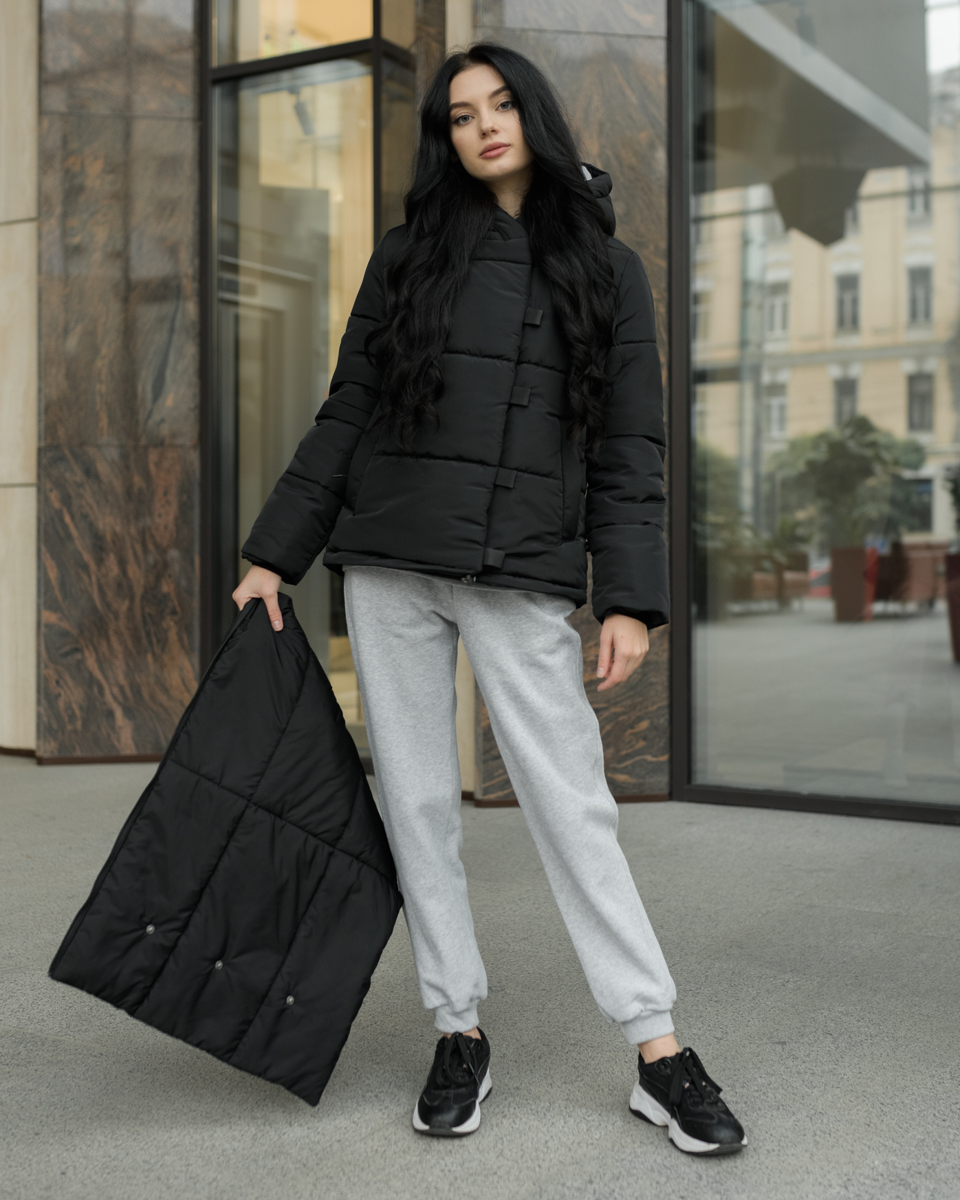Damska kurtka zimowa Staff transformer long black
