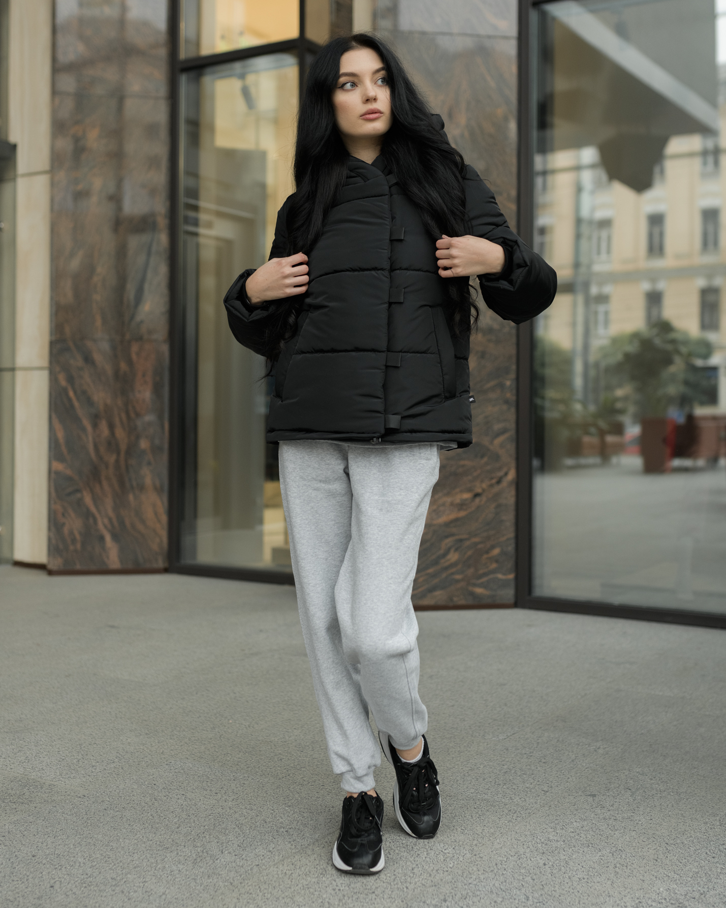 Damska kurtka zimowa Staff transformer long black
