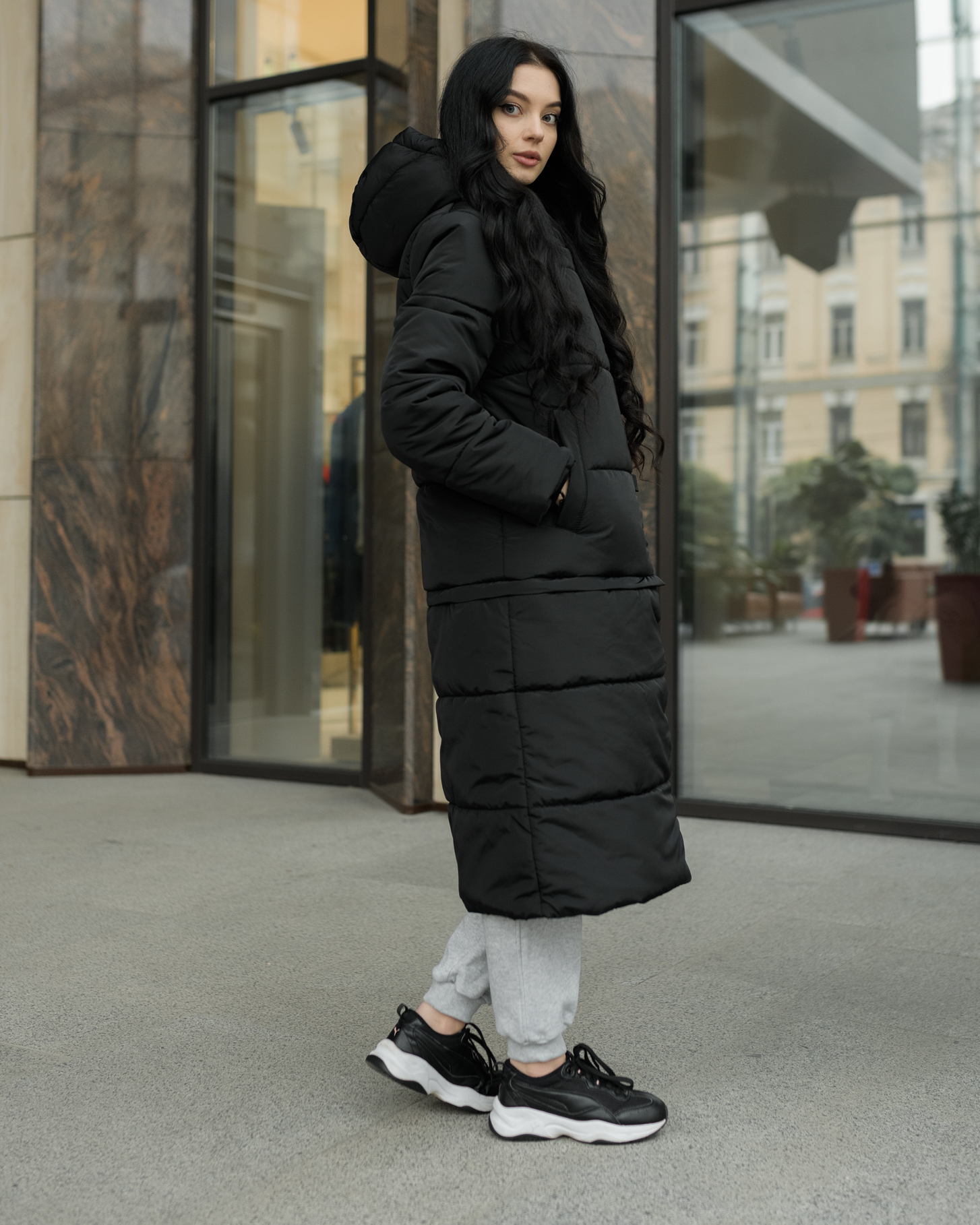 Damska kurtka zimowa Staff transformer long black