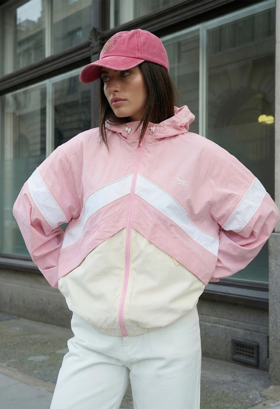 Wiatrówka Staff ni pink & light reflective oversize