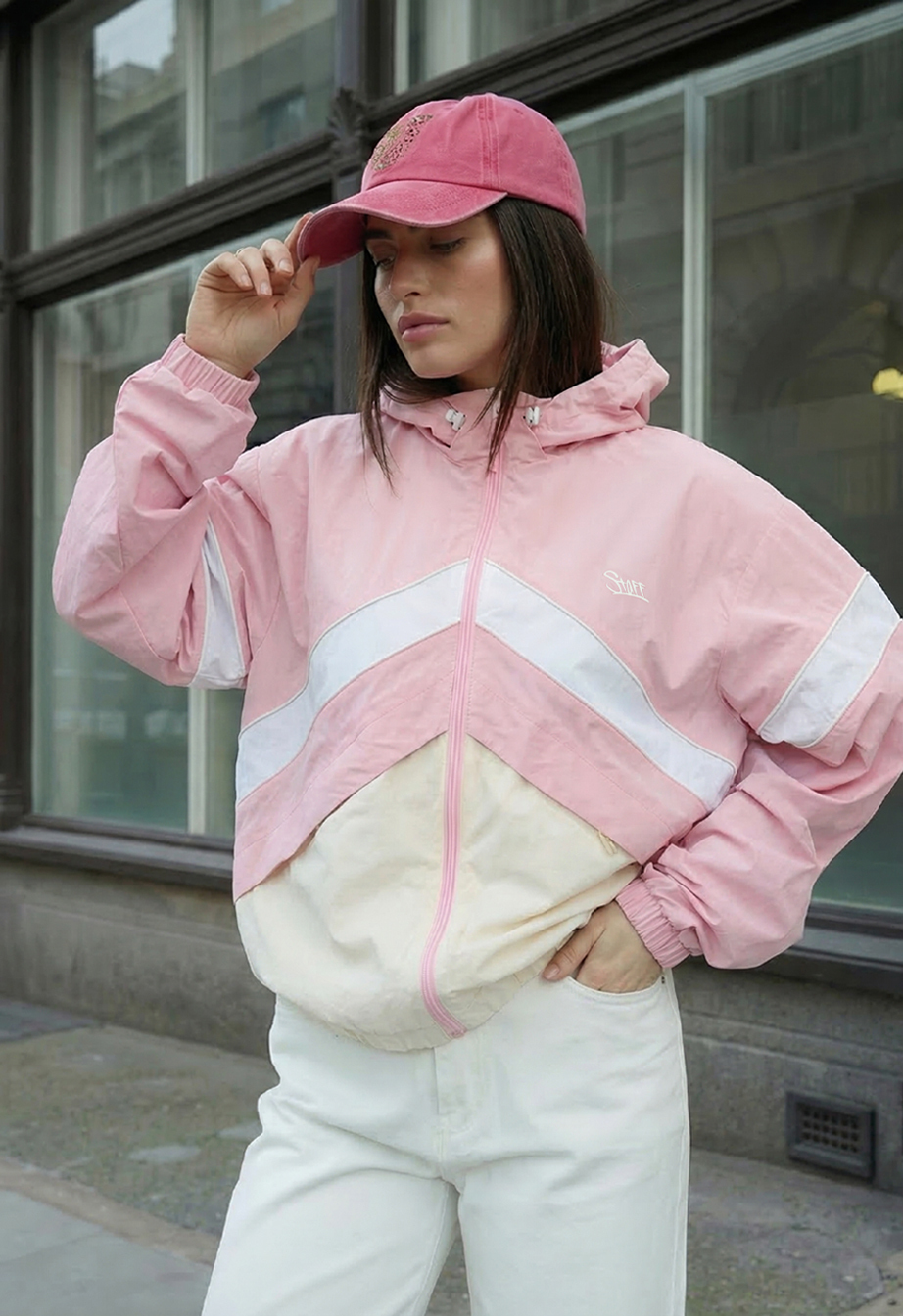 Wiatrówka Staff ni pink & light reflective oversize
