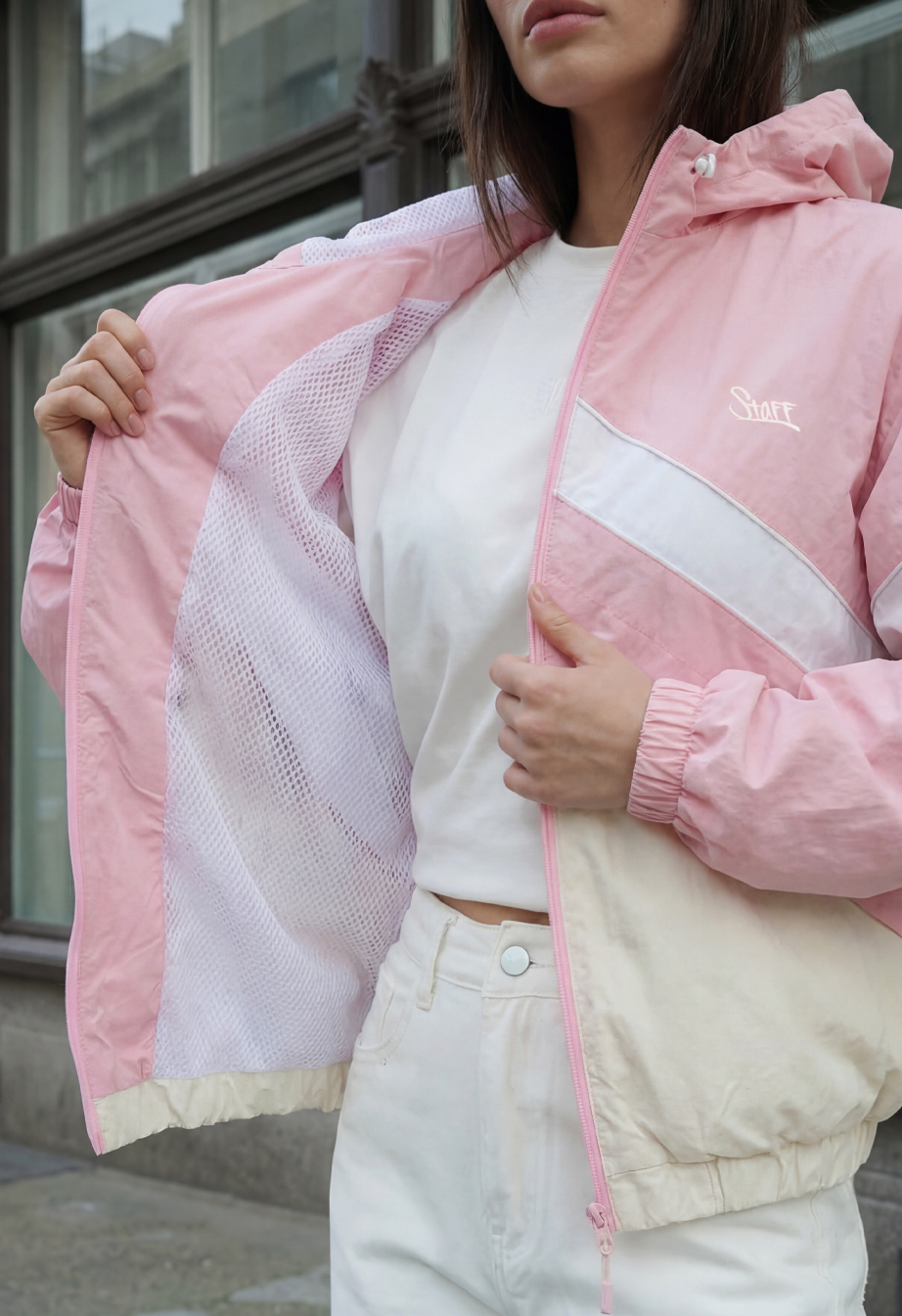 Wiatrówka Staff ni pink & light reflective oversize