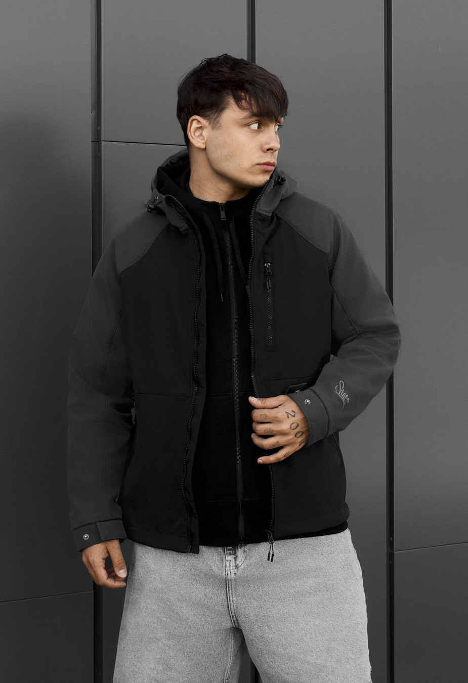 Kurtka soft shell Staff dark gray & black