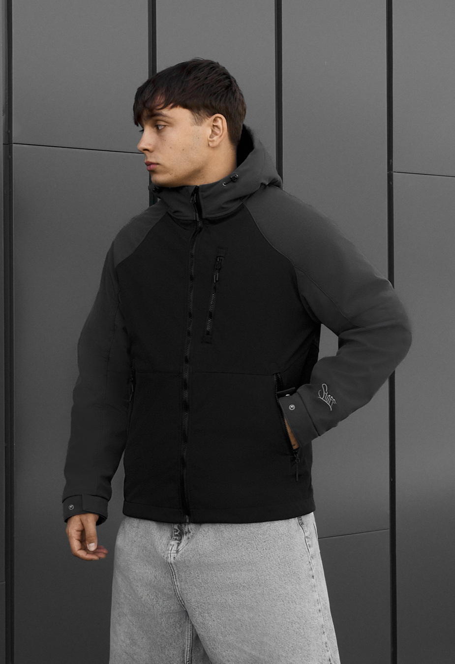 Kurtka soft shell Staff dark gray & black