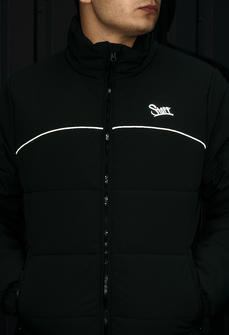 Kurtka Staff logo dark green reflective