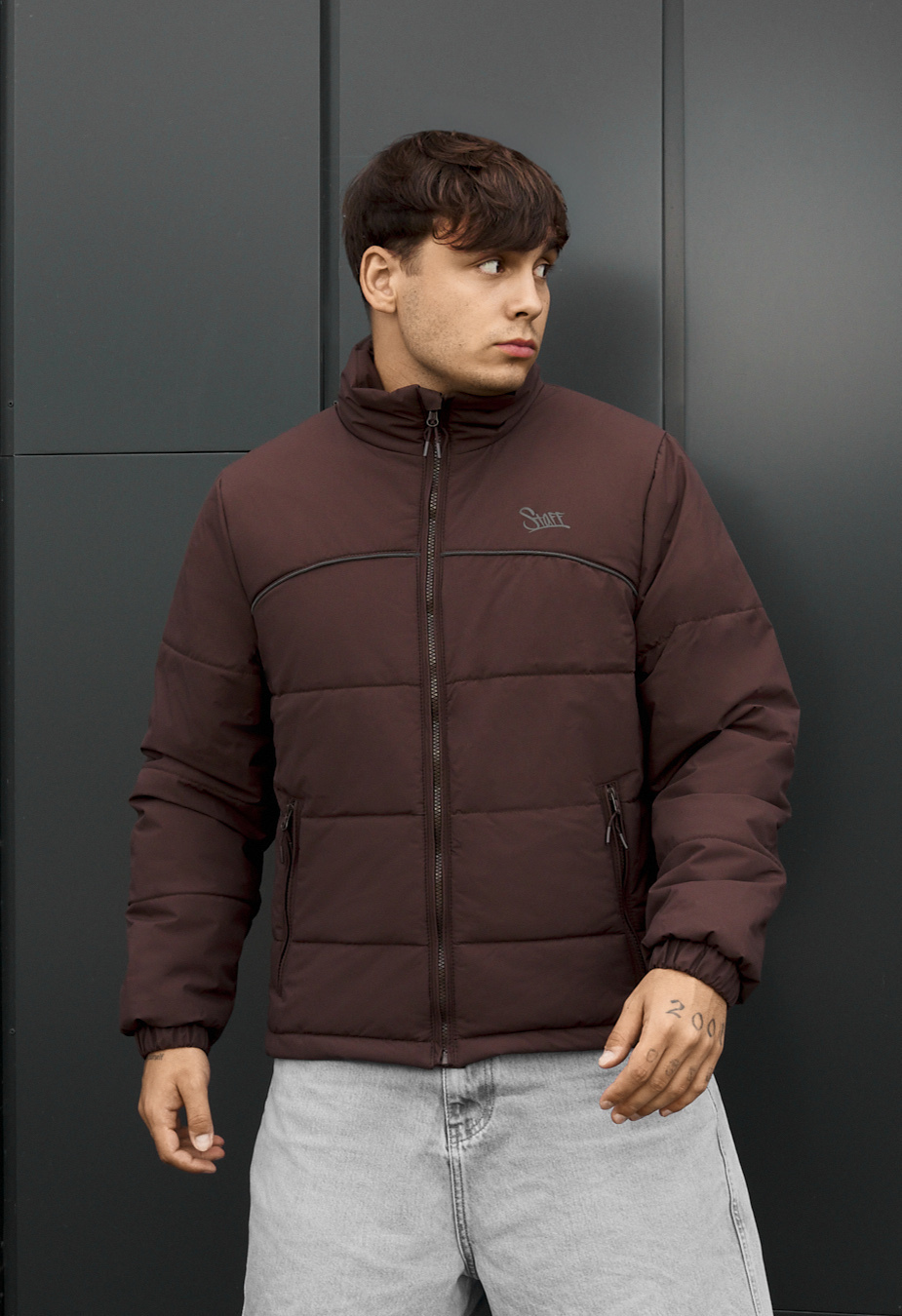 Kurtka Staff logo dark brown reflective