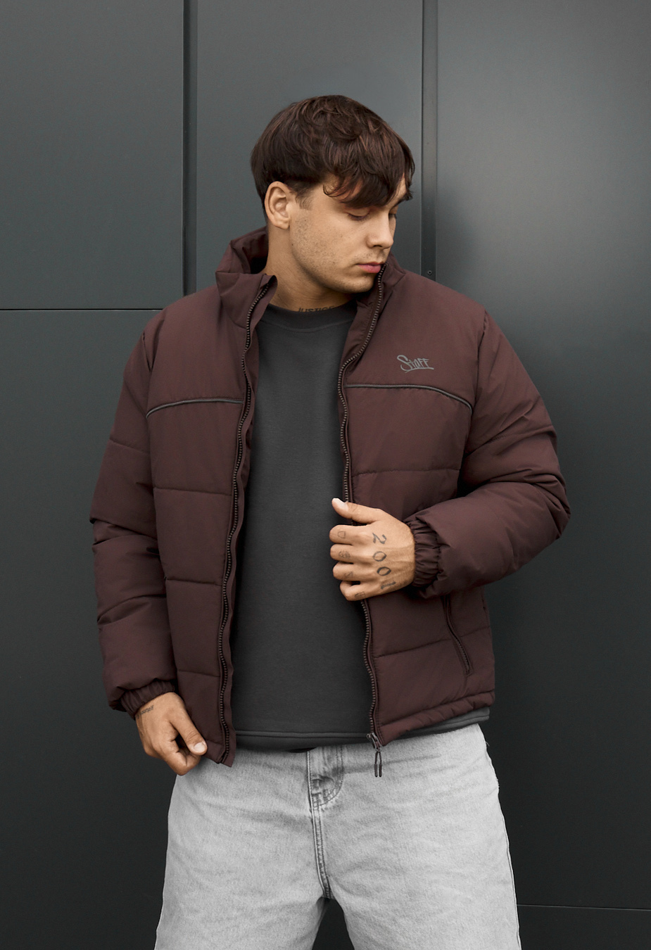 Kurtka Staff logo dark brown reflective