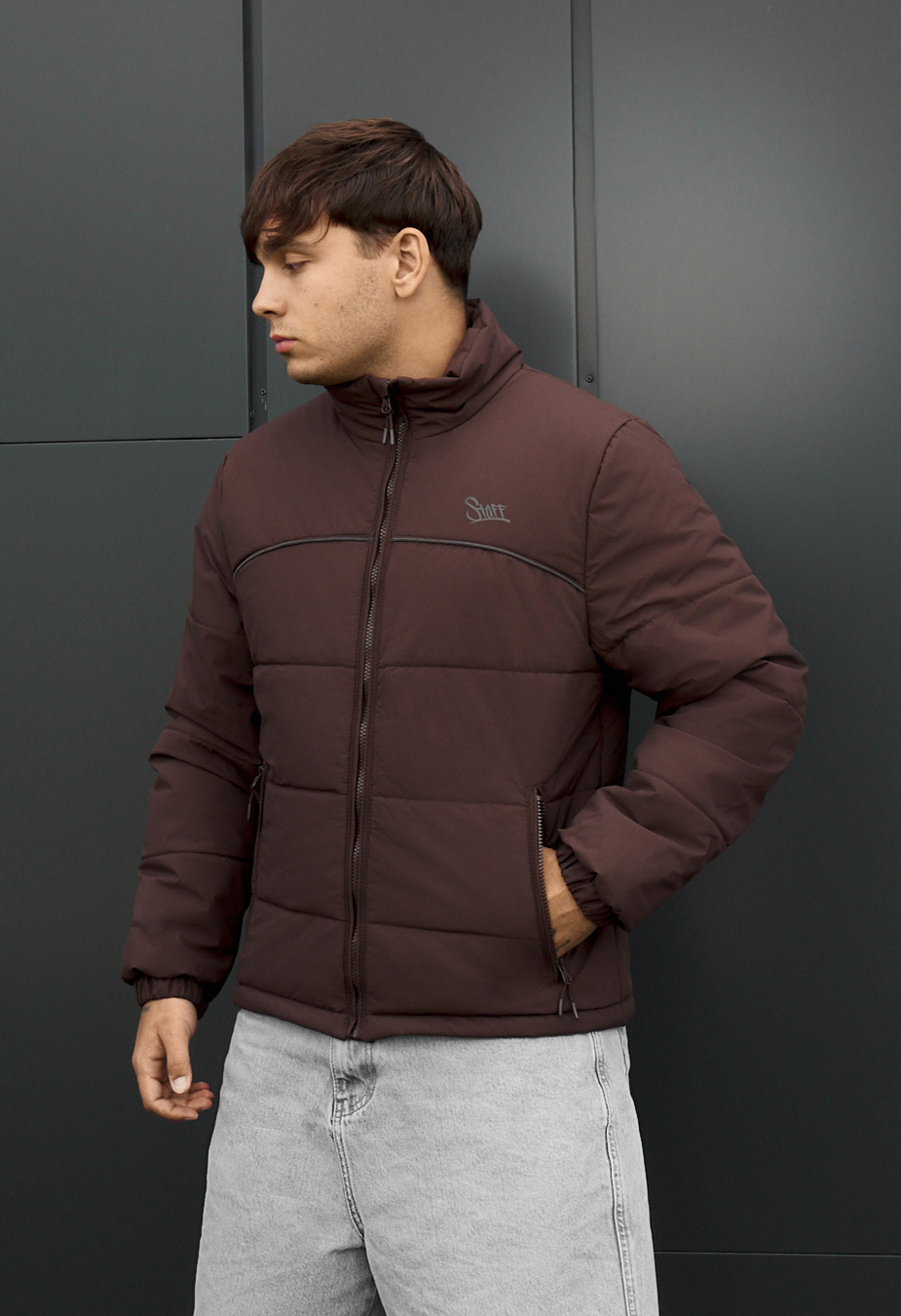 Kurtka Staff logo dark brown reflective