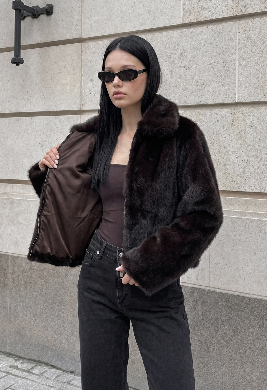 Futro Staff wi zip dark brown