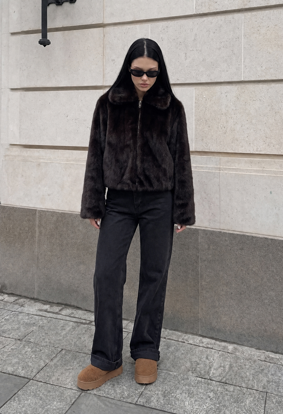 Futro Staff wi zip dark brown