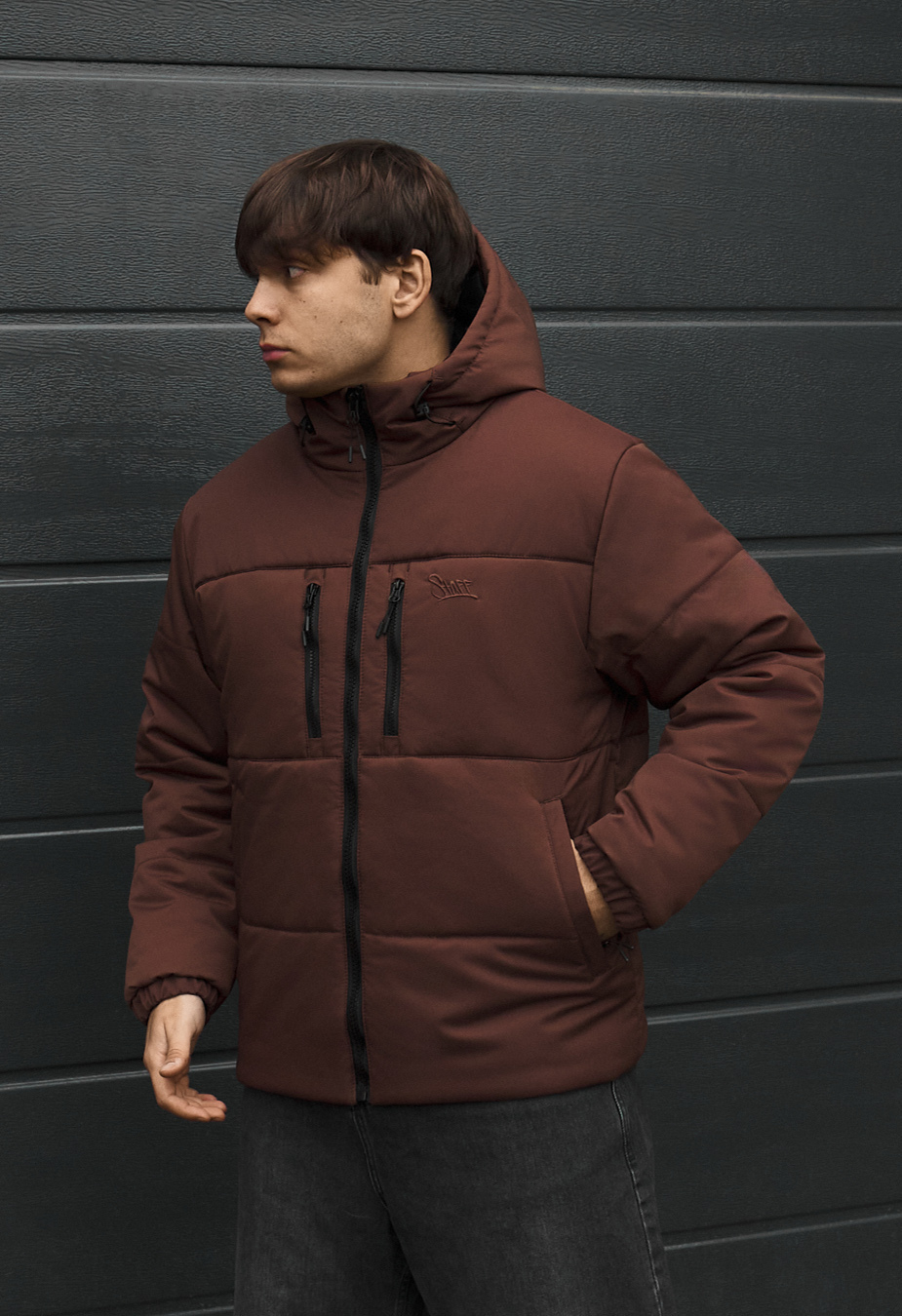 Kurtka zimowa Staff in logo dark brown
