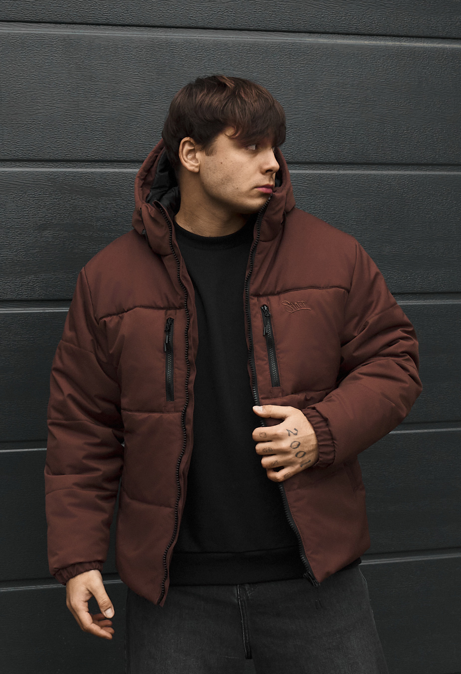 Kurtka zimowa Staff in logo dark brown
