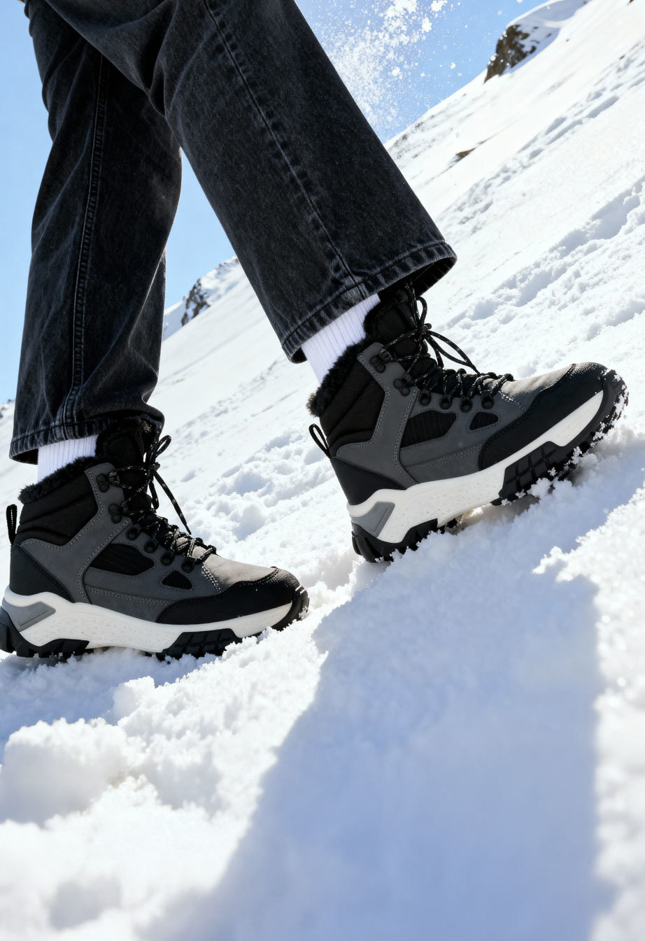 Sneakersy zimowe Staff gray & black (futro)