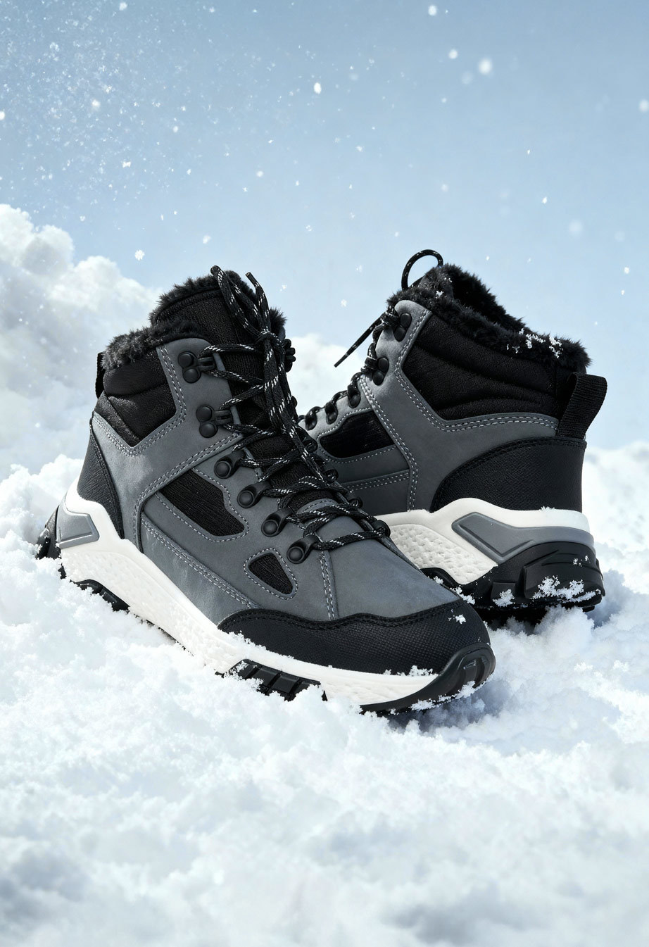 Sneakersy zimowe Staff gray & black (futro)