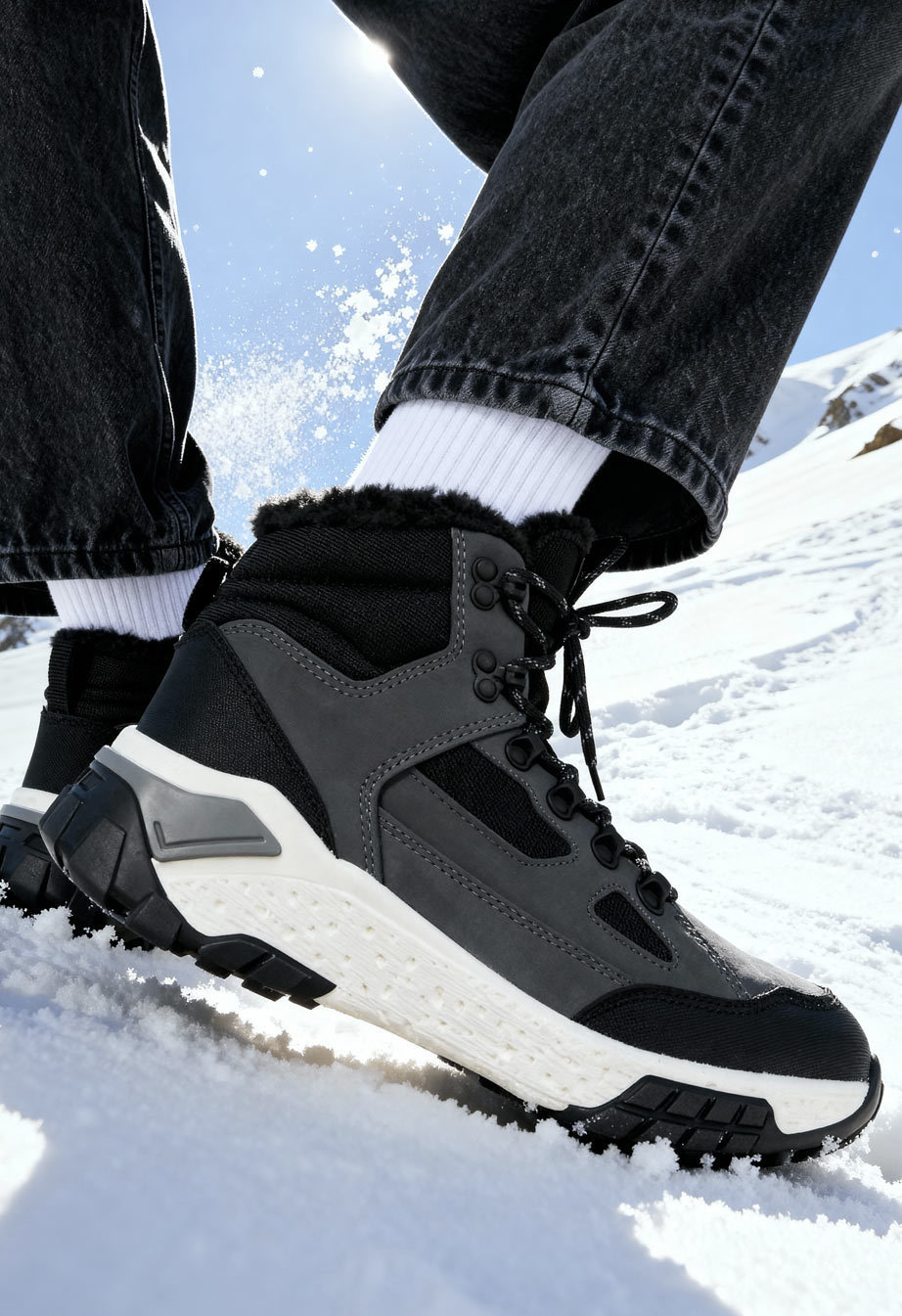 Sneakersy zimowe Staff gray & black (futro)