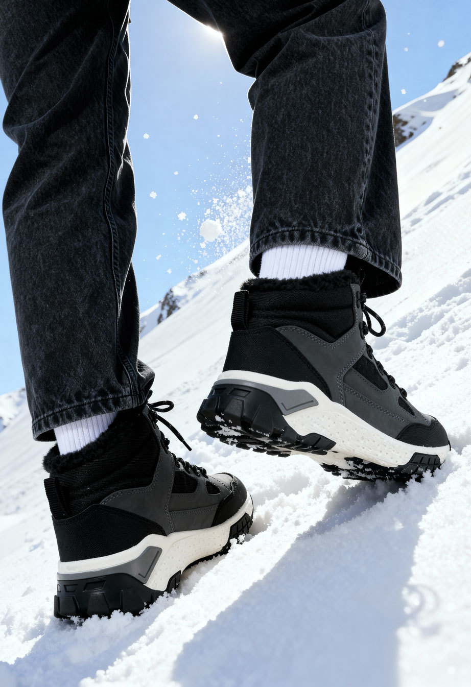 Sneakersy zimowe Staff gray & black (futro)