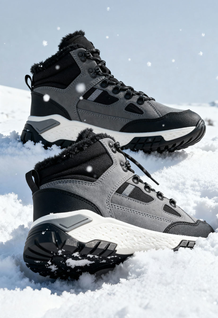 Sneakersy zimowe Staff gray & black (futro)