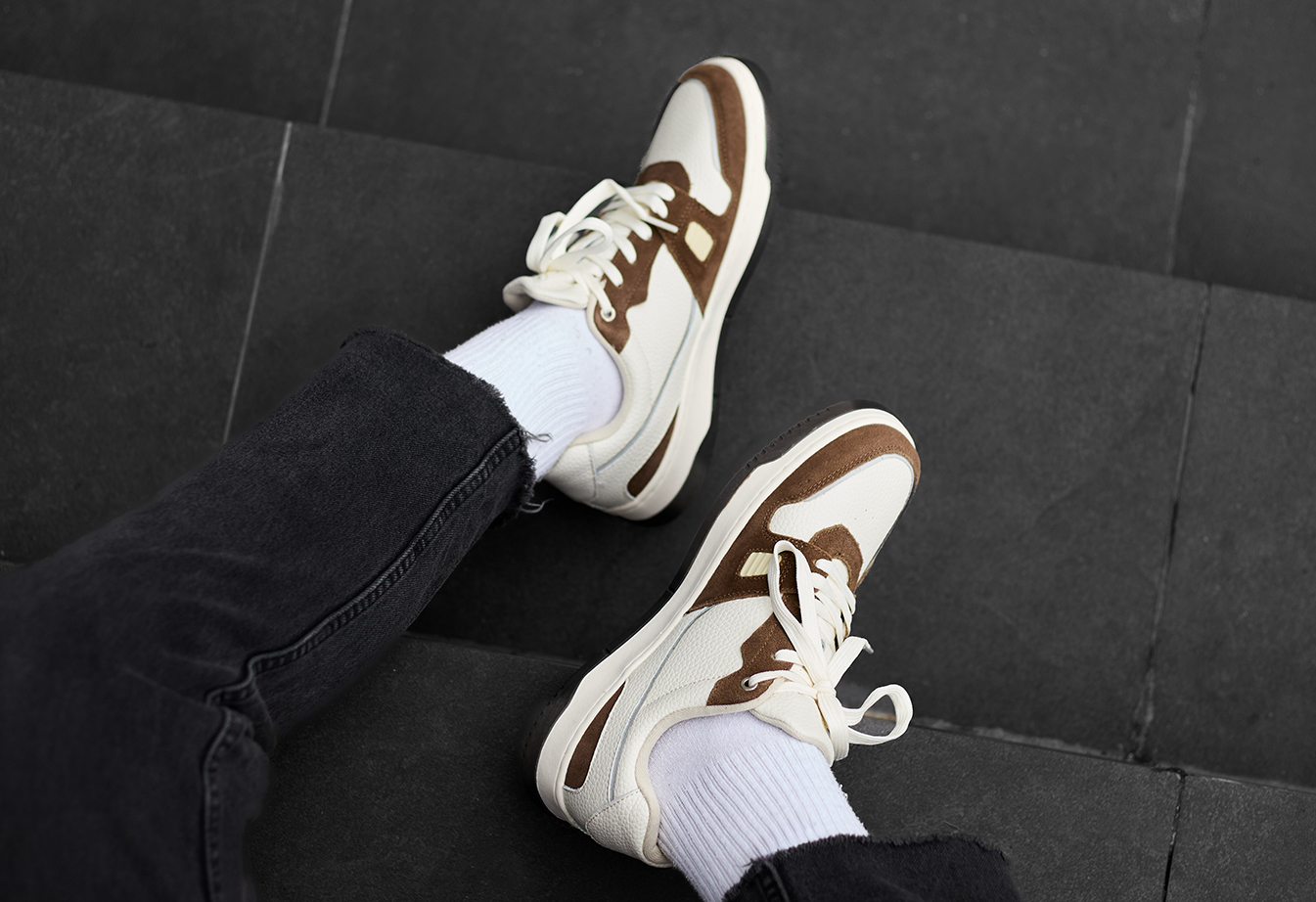 Sneakersy Staff white & brown