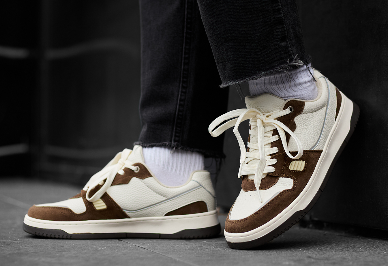 Sneakersy Staff white & brown