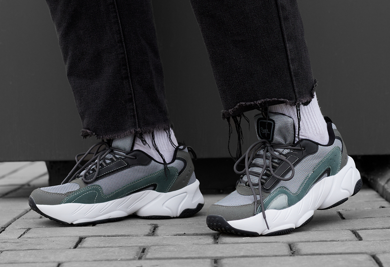 Sneakersy Staff emerald & gray