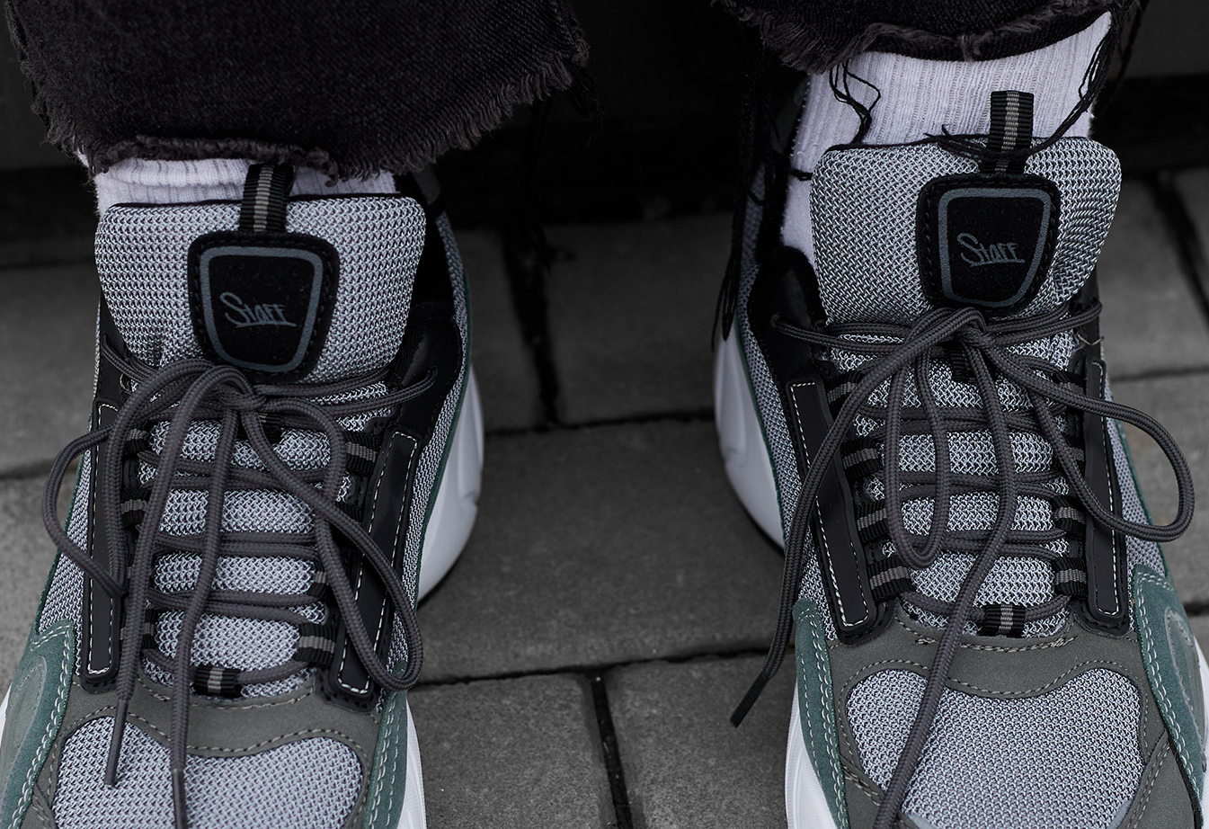 Sneakersy Staff emerald & gray