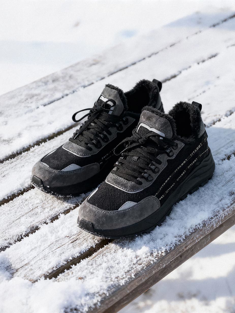 Sneakersy zimowe Staff black & gray reflective (futro)