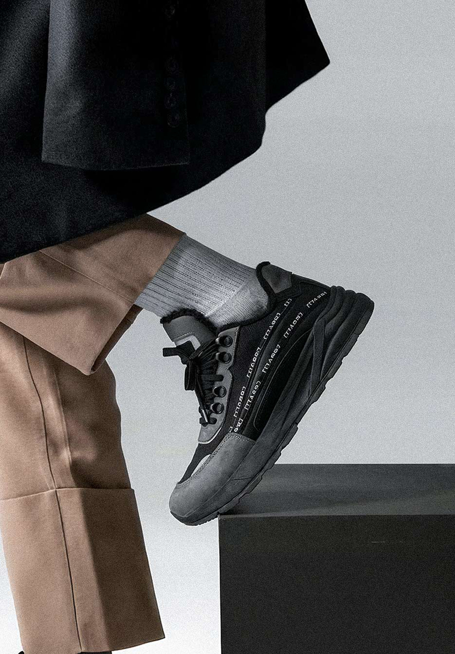 Sneakersy zimowe Staff black & gray reflective (futro)