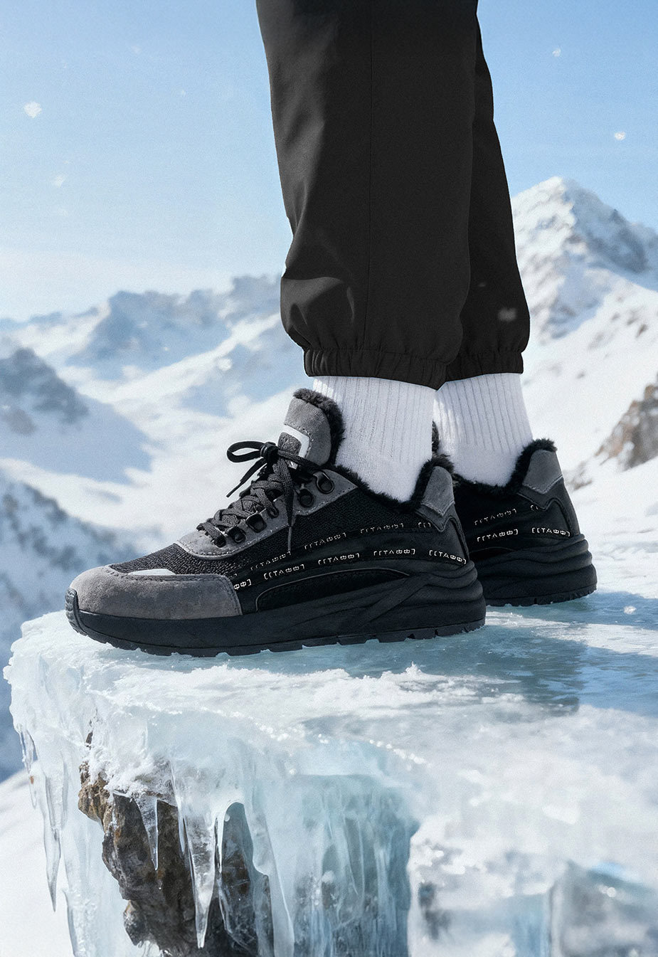 Sneakersy zimowe Staff black & gray reflective (futro)