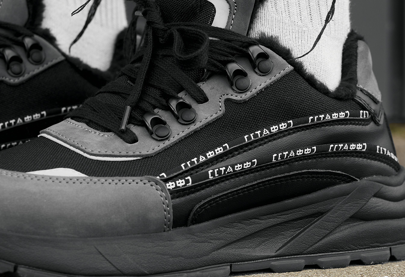 Sneakersy zimowe Staff black & gray reflective (futro)