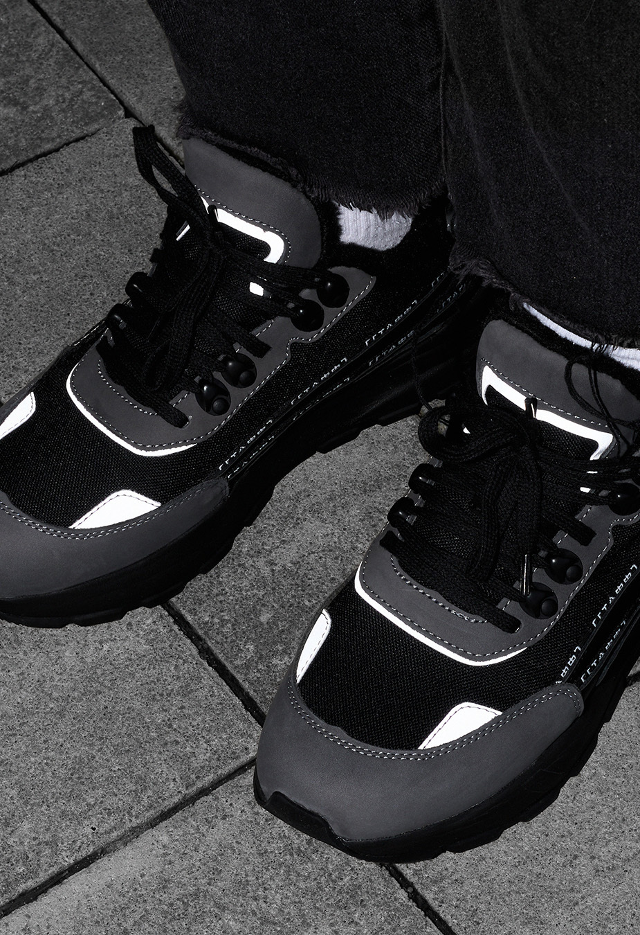 Sneakersy zimowe Staff black & gray reflective (futro)