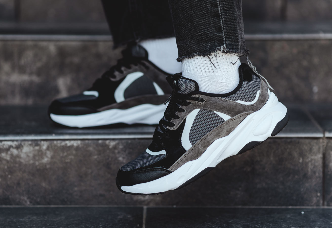 Sneakersy Staff gray & black & brown