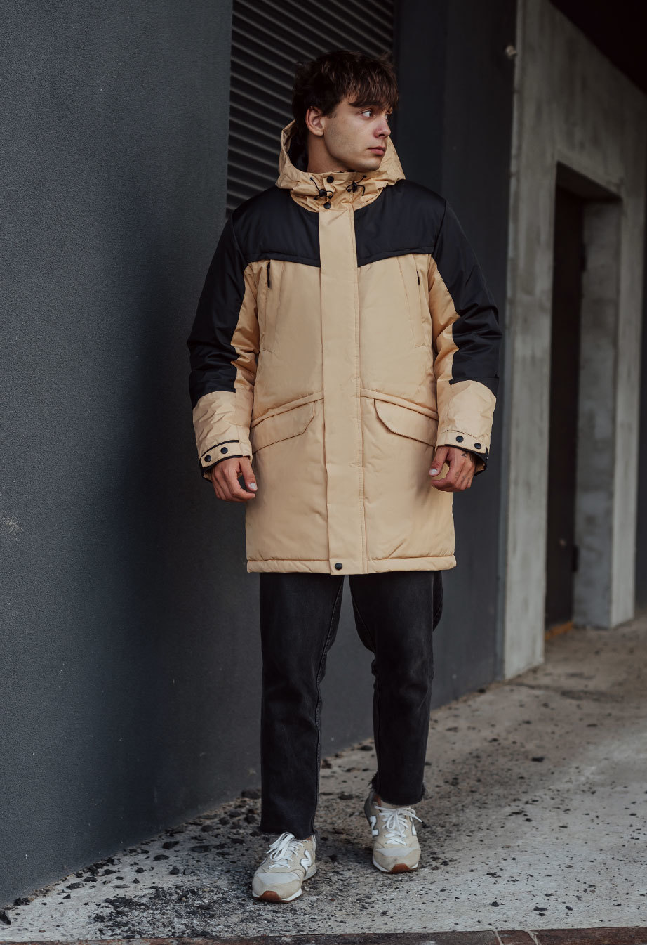 Zimowa parka Staff sta beige & black