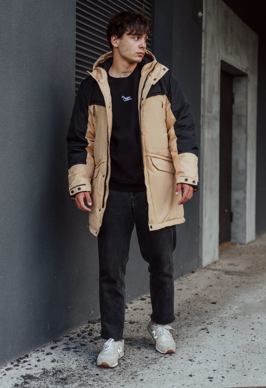 Zimowa parka Staff sta beige & black