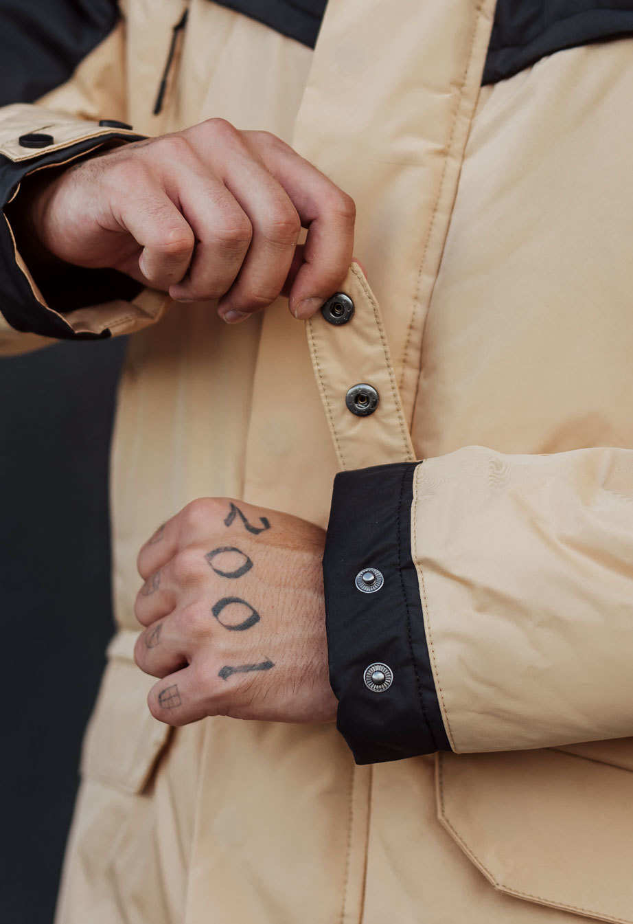 Zimowa parka Staff sta beige & black