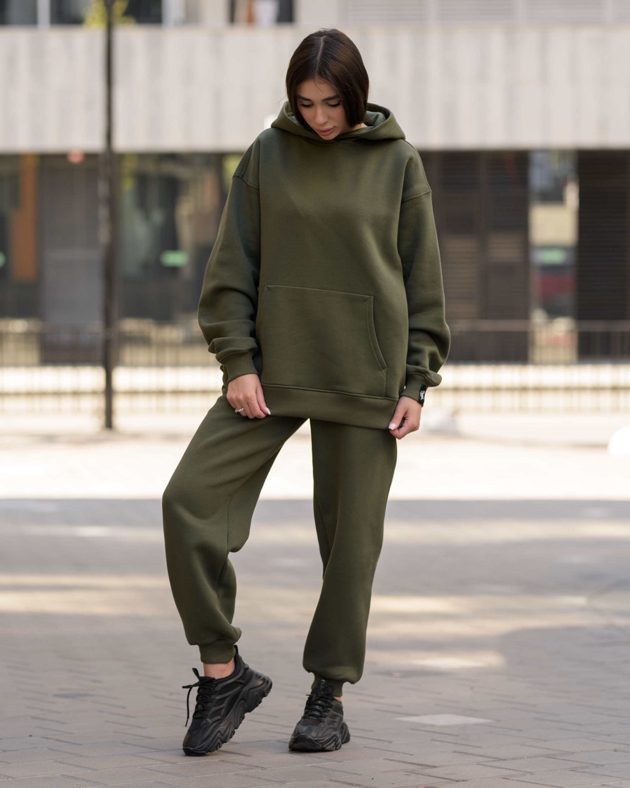 Damski dres sportowy Staff ne khaki fleece oversize