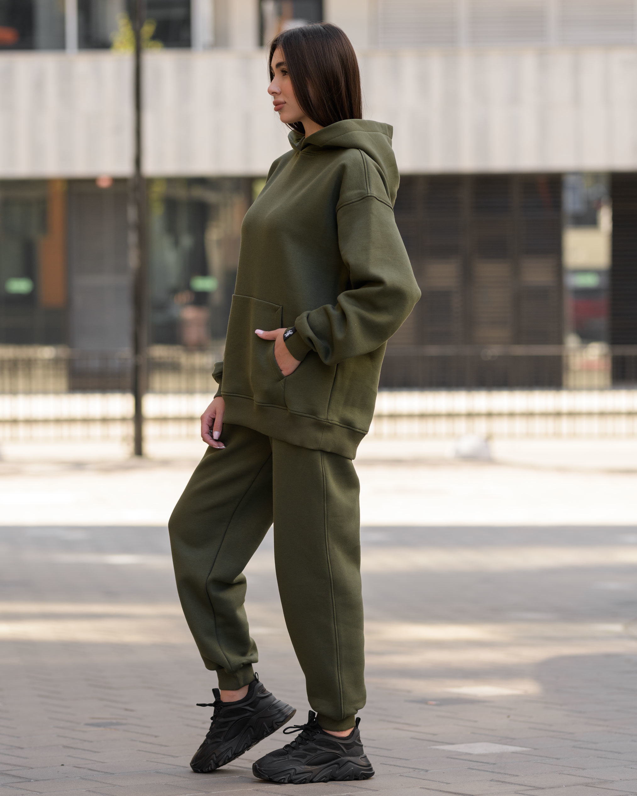Damski dres sportowy Staff ne khaki fleece oversize