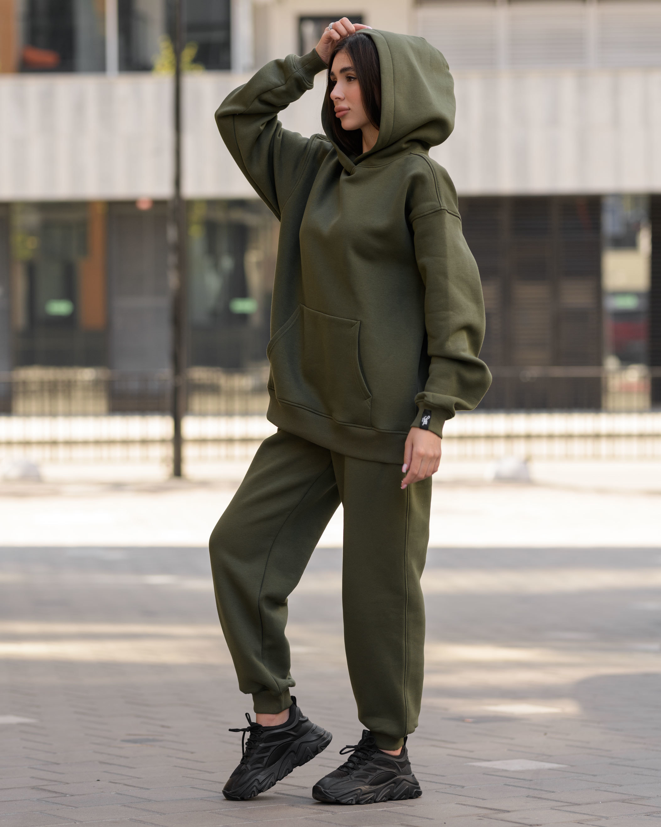 Damski dres sportowy Staff ne khaki fleece oversize