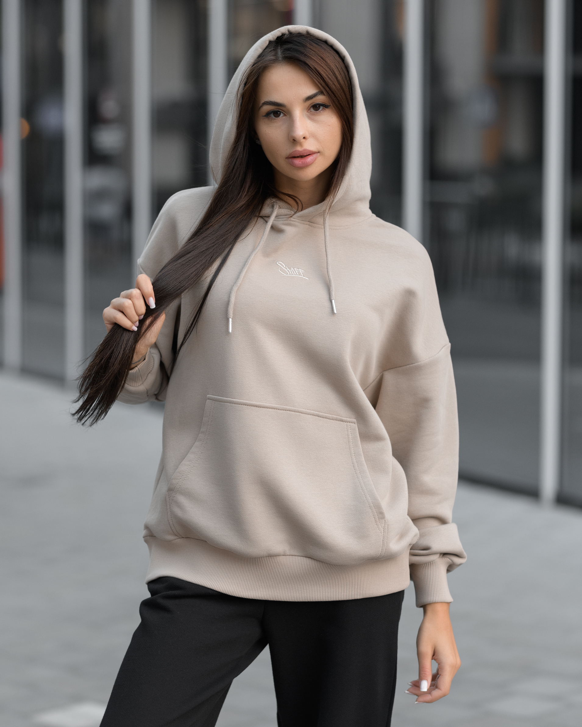 Damska bluza Staff light brown logo oversize