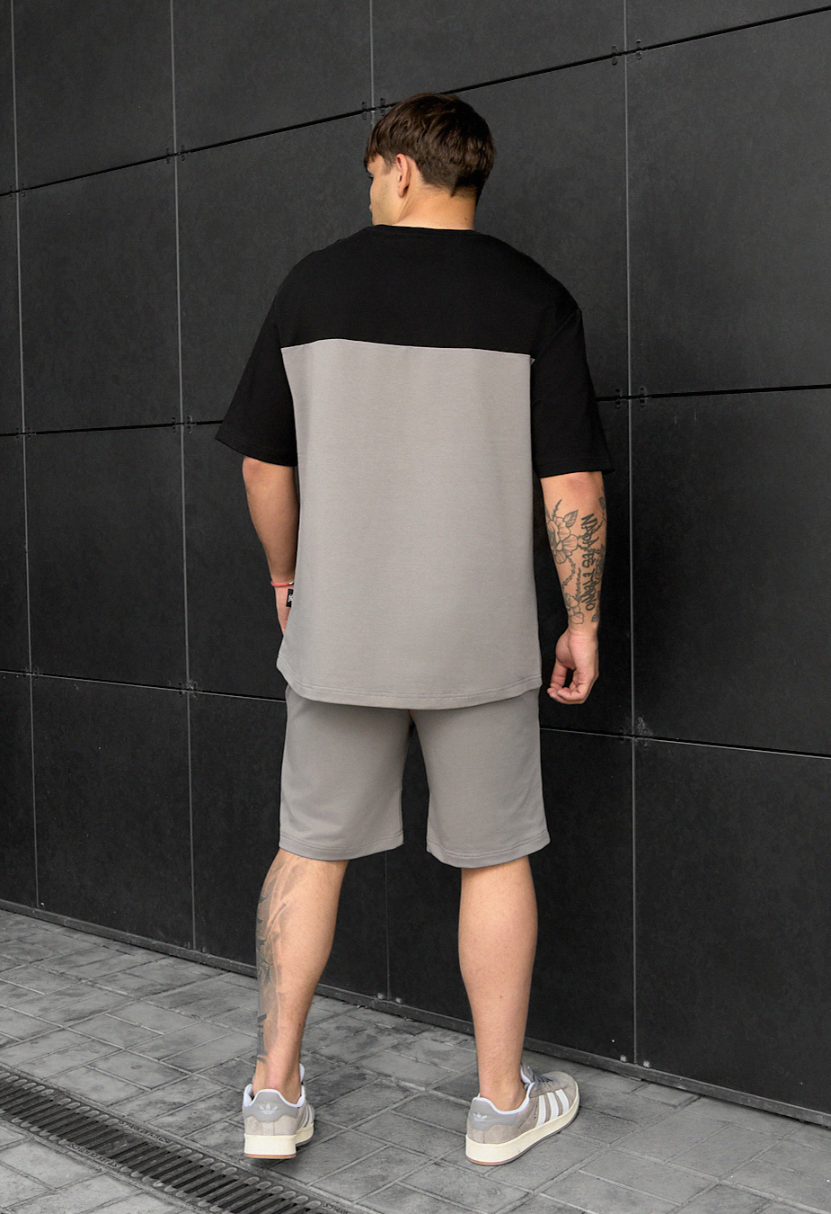 Komplet koszulka + spodenki Staff ko black & gray oversize