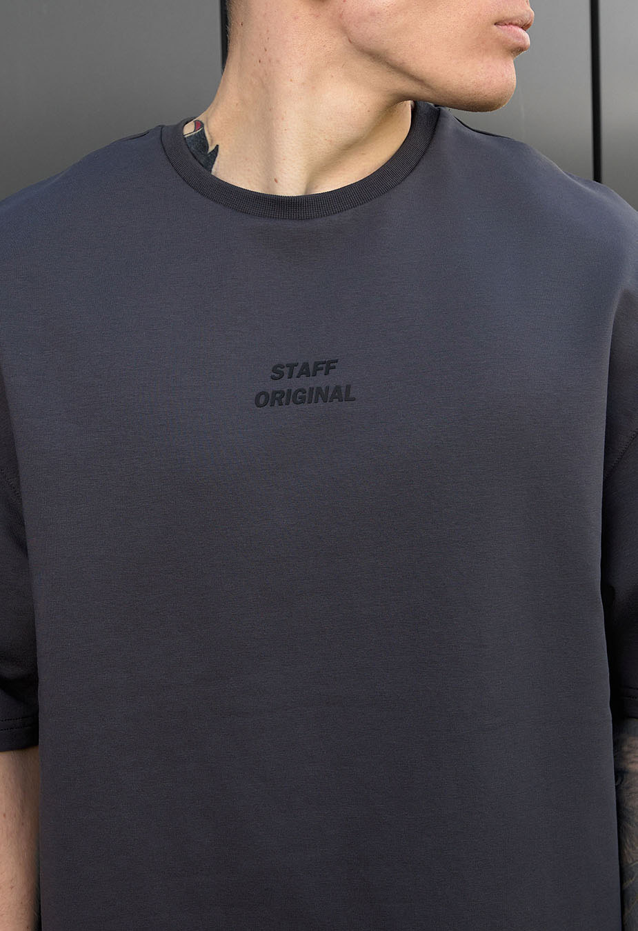 Komplet koszulka + spodenki Staff no dark gray oversize