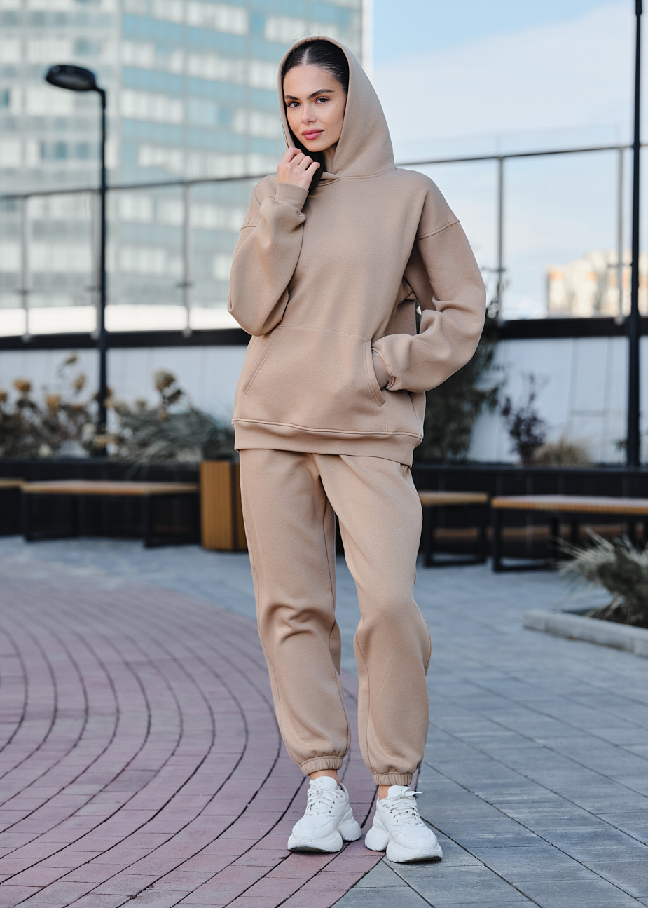 Damski dres Staff dix beige fleece oversize