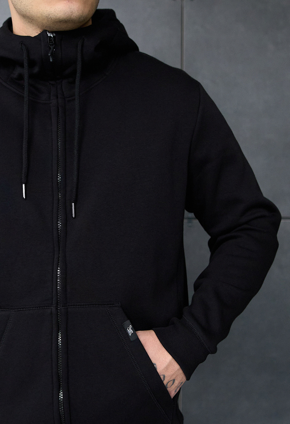 Bluza z kapturem Staff zip black fleece