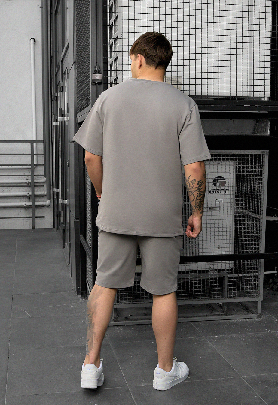 Komplet koszulka + spodenki Staff ra gray oversize