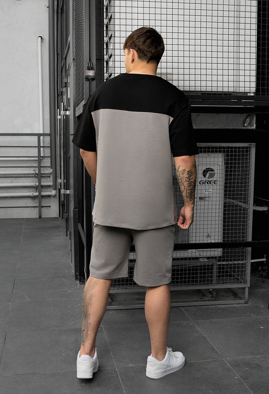 Komplet koszulka + spodenki Staff ko black & gray2 oversize