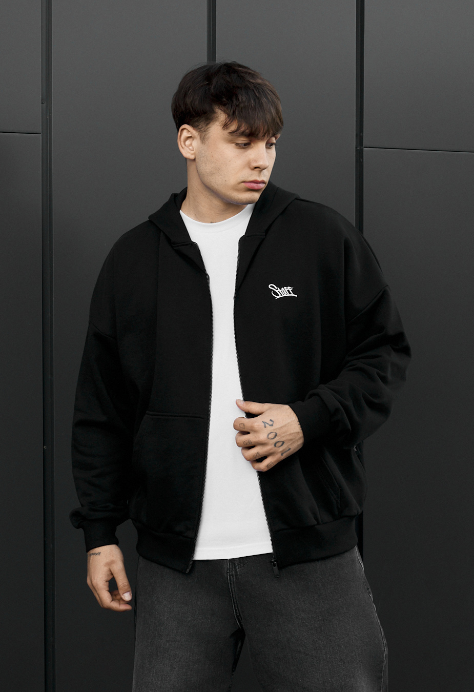 Bluza Staff bo zip logo black oversize