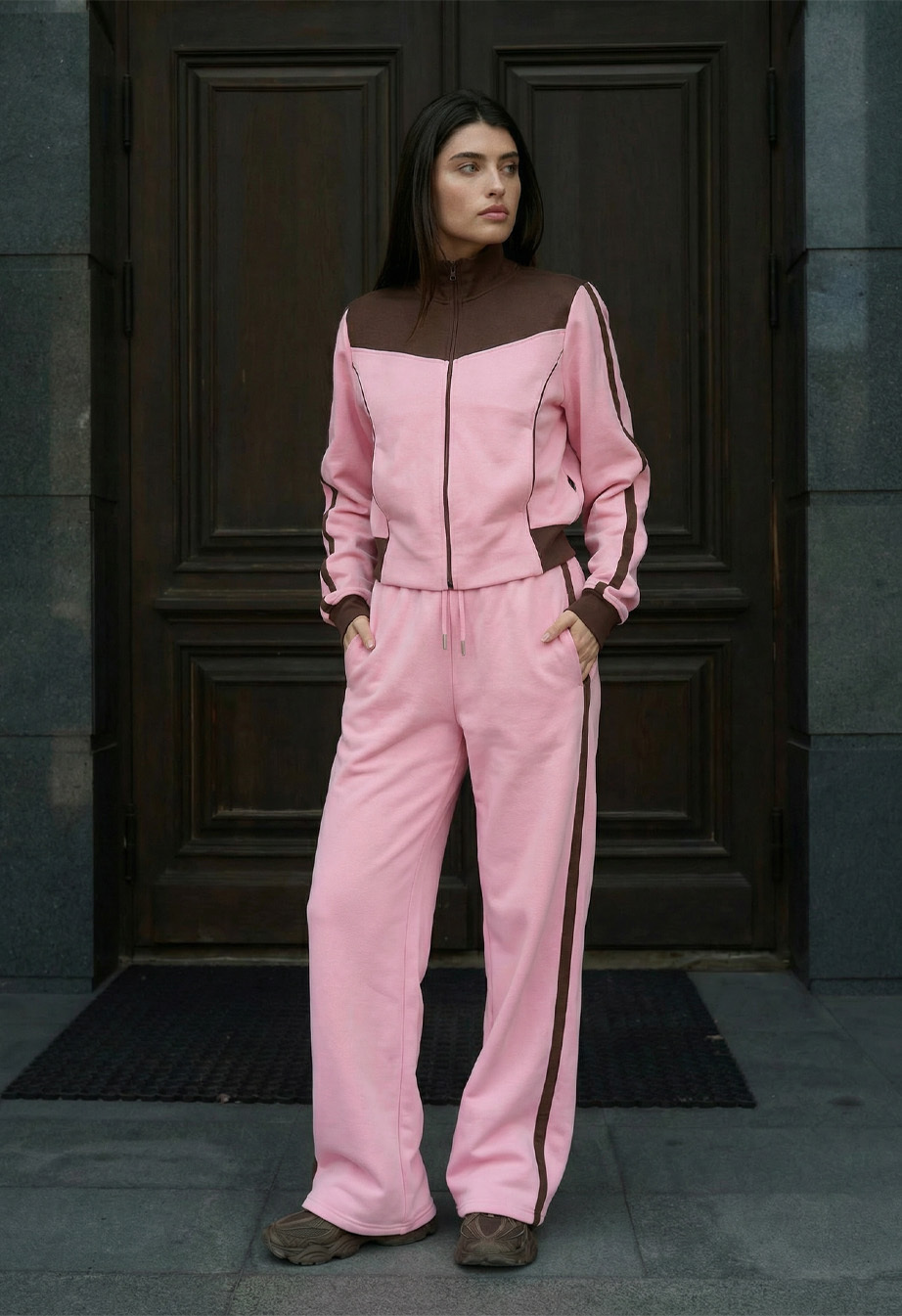 Dres Staff bao pink & brown zip