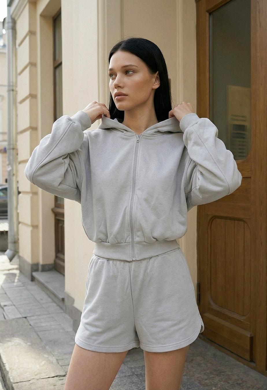 Komplet bluza + spodenki Staff fiz light gray